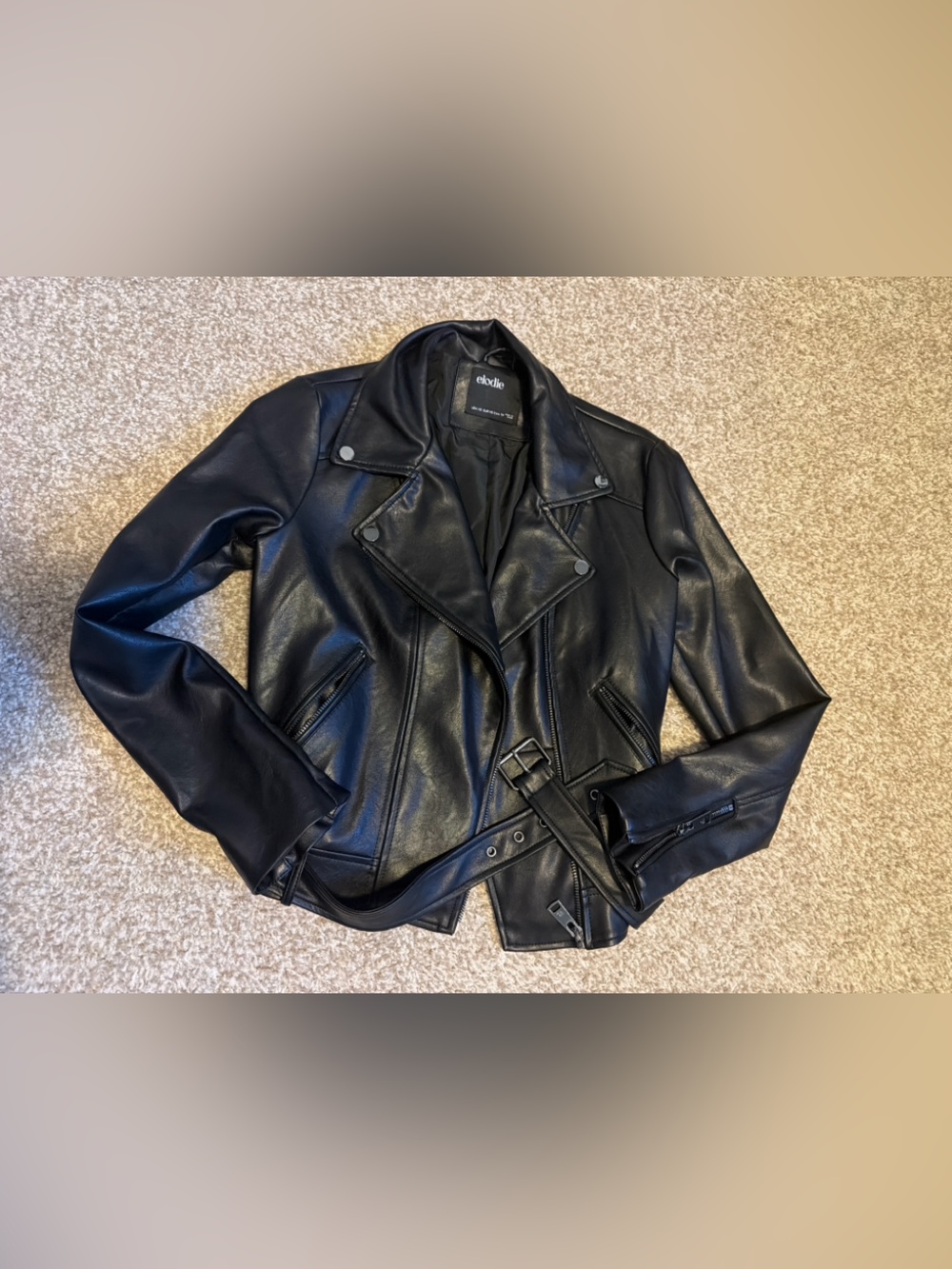 NWOT - Elodie Black Faux Leather Biker Jacket - Women’s XS Never Worn